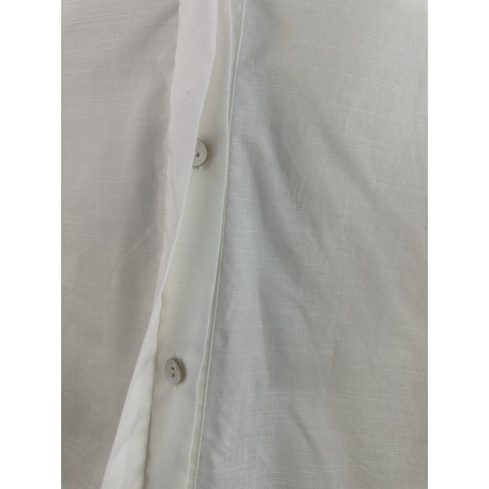 Vince Women's Braid Trim Band Collar Blouse White Button up Top Deep V-Neck XL - Picture 6 of 16